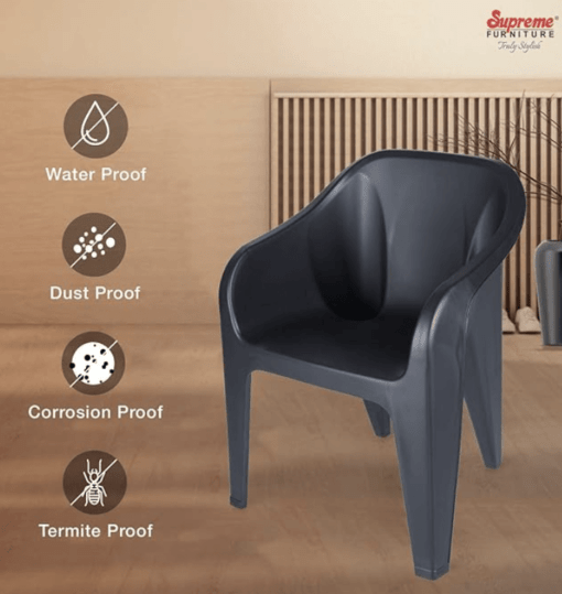 Supreme Futura Plastic Chairs for Home and Office (Set of 2, Black) - Image 3